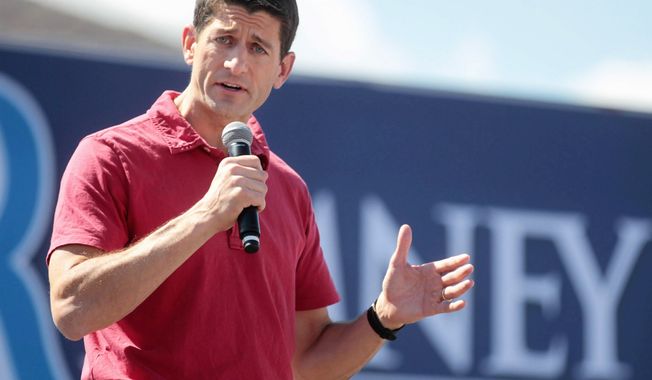 ** FILE ** Rep. Paul Ryan, the GOP nominee for vice president, on Sunday, Sept. 9, 2012. (Associated Press)