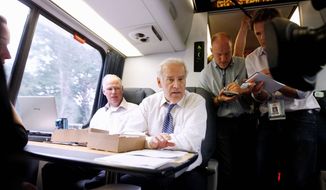 With the GOP platform calling for an end to government subsidies for Amtrak, Vice President Joseph R. Biden says, “I’m the biggest railroad guy you’ve ever known,” adding that he has ridden the train between Washington and his Wilmington, Del., home more than 7,900 times. (Associated Press)