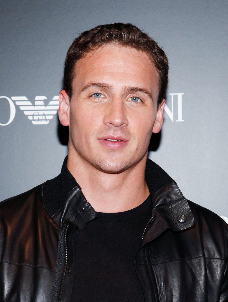 ** FILE ** This Sept 7, 2012 photo shows Olympic swimmer Ryan Lochte as he arrives to the Emporio Armani Opening Party during Fashion Week in New York. Lochte is among the Latino U.S. Olympians to be honored at this year’s ALMA Awards. (Photo by Amy Sussman/Invision/AP)