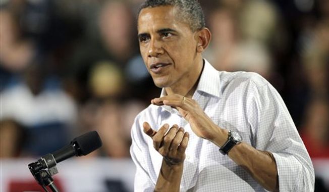 President Obama speaks at a campaign event Saturday, Sept. 8, 2012, in Kissimmee, Fla. (AP Photo/John Raoux)