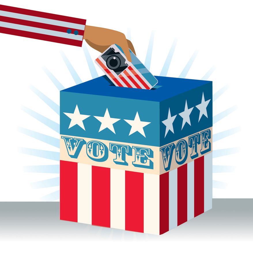 Illustration Voter IDs by Linas Garsys for The Washington Times