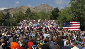 President Barack Obama speaks at a campaign rally in Golden, Colo., Thursday, Sept. 13, 2012. (AP Photo/Ed Andrieski)