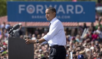 President Obama speaks at a campaign event in Golden, Colo., on Thursday, Sept. 13, 2012. (AP Photo/Carolyn Kaster)