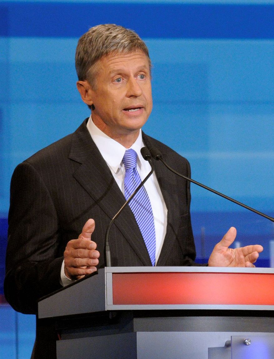 Libertarian presidential candidate Gary Johnson will be in New York City the same day as President Obama but the chances of their paths crossing in Manhattan are probably nil. (Associated Press)