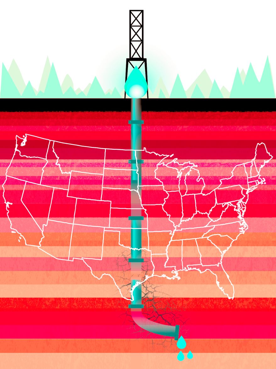 Illustration Fracking by Linas Garsys for The Washington Times