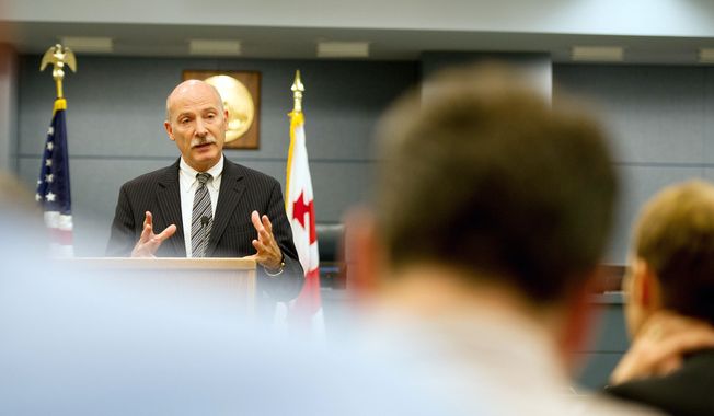 D.C. Council Chairman Phil Mendelson holds a media briefing to discuss topics which may come up during a legislative meeting to be held on Wednesday, Washington, D.C., Tuesday, September 18, 2012. (Andrew Harnik/The Washington Times)