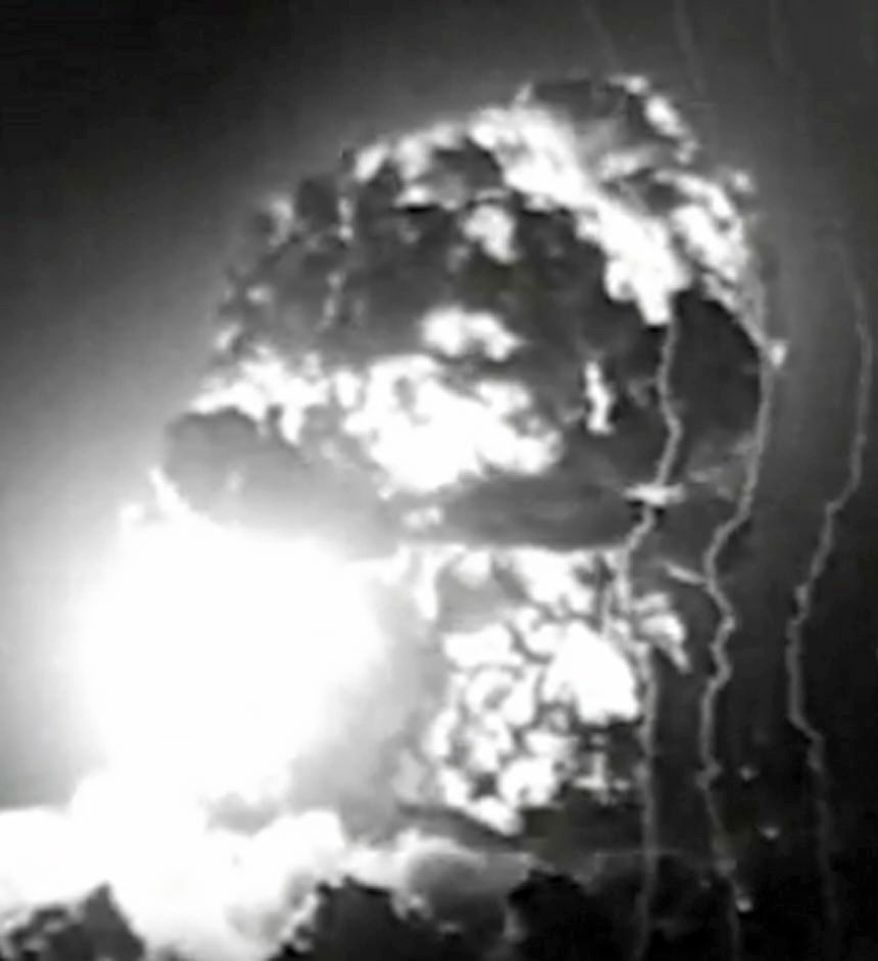 Aimed at Barry Goldwater, who favored using tactical nuclear weapons in Vietnam, the commercial from the Lyndon Johnson campaign featured Monique Corzillus plucking petals from a daisy and counting down from 10 — only to have her image and voice replaced by a male countdown and a nuclear mushroom cloud. (Screen grab from President Johnson's campaign) ** FILE **