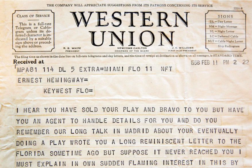 A telegram sent by theater producer Jean Dalrymple, both in 1938, is part of the collection under the care of conservators. (Associated Press)