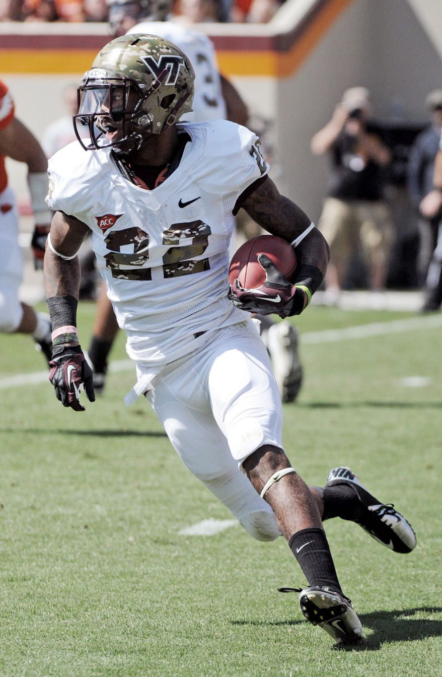 associated press
Tony Gregory led Virginia Tech in rushing with 68 yards in a 37-0 win over Bowling Green on Saturday. This week, the Hokies will meet Cincinnati at FedEx Field.
