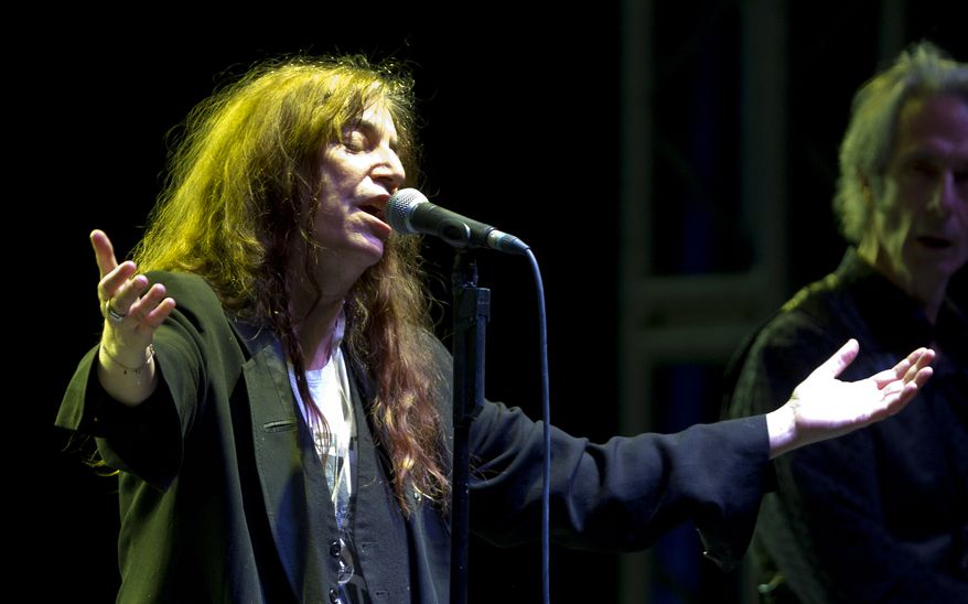 Rock singer Patti Smith performs in concert on Saturday, May 5, 2012, in Mexico City. (AP Photo/Eduardo Verdugo)