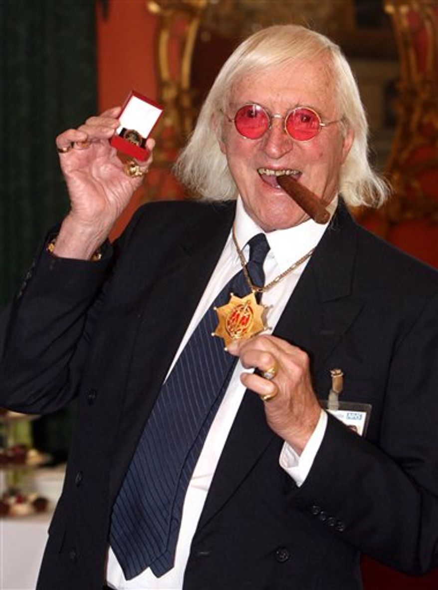 Sir Jimmy Savile is pictured in 2008. (AP Photo/Lewis Whyld/PA)