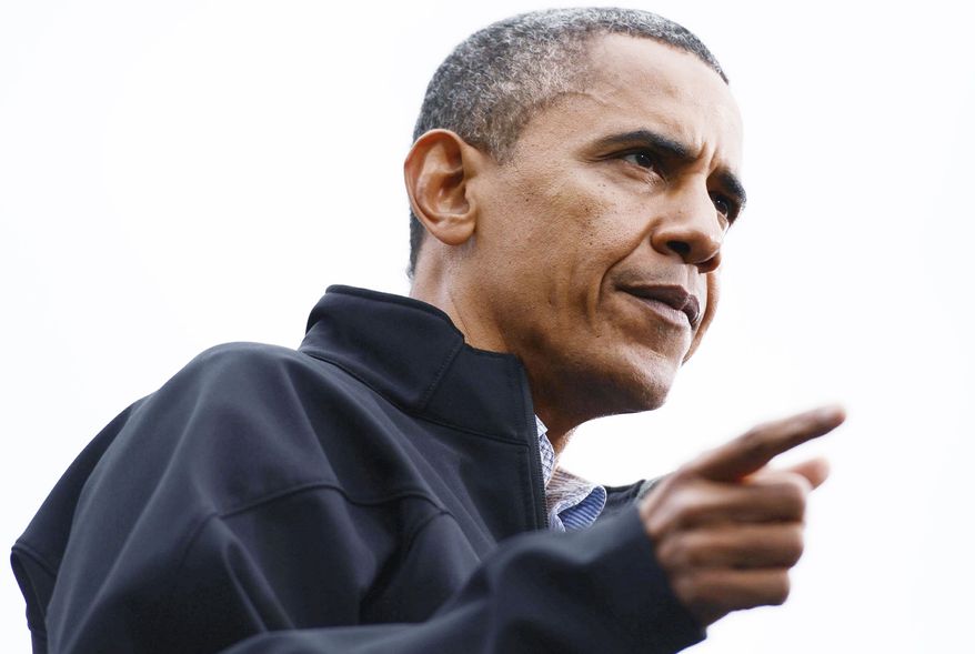 President Obama addresses a large rally at a Denver park on Oct. 11, 2012, the day after the first presidential debate. (Associated Press)