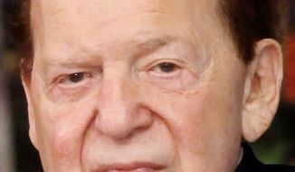 ** FILE ** In this April 12, 2012, file photo, Las Vegas Sands Chairman and CEO Sheldon Adelson speaks at a news conference for the Sands Cotai Central in Macau. (AP Photo/Kin Cheung, File)