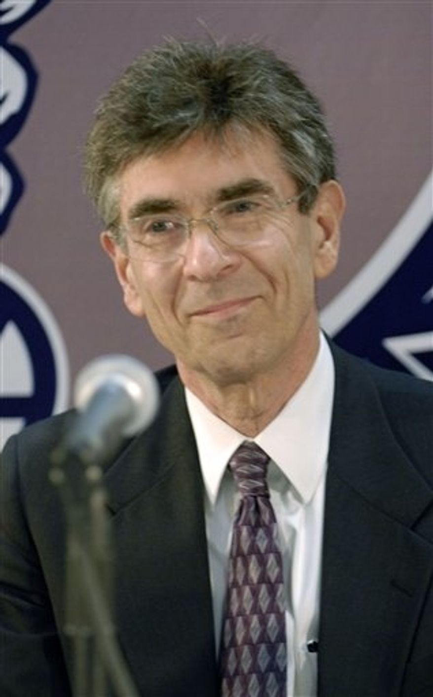 ** FILE ** Dr. Robert Lefkowitz, of Duke University Medical Center, one of three winners of the Albany Medical Center Prize in Medicine and Biomedical Research, listens to remarks at a news conference at Albany Medical Center in Albany, N.Y., in this April 26, 2007, file photo. (AP Photo/Tim Roske, File)