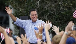 Republican presidential candidate Mitt Romney waves following a campaign rally on Oct. 7, 2012 in Port St. Lucie, Fla. (Associated Press)