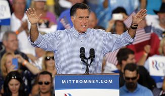 Republican presidential candidate and former Massachusetts Gov. Mitt Romney speaks during a campaign rally, Sunday, Oct. 7, 2012 in Port St. Lucie, Fla. (AP Photo/Lynne Sladky)
