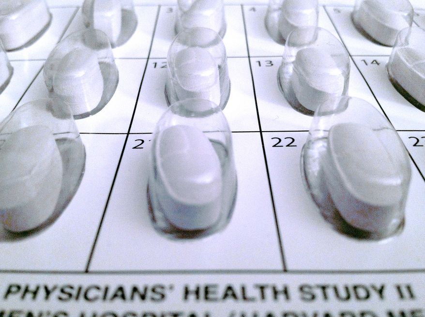 A monthly calendar vitamin pack used in a long-term study on multivitamins is seen here on Oct. 11, 2012. (Associated Press/Brigham and Women's Hospital)