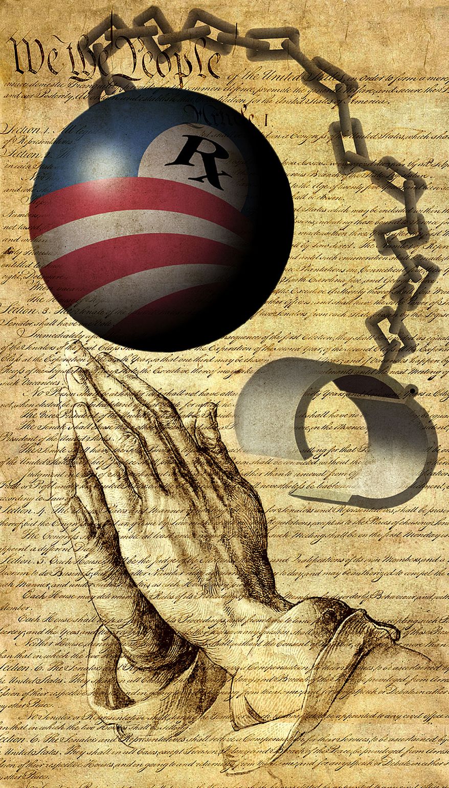 Illustration Religious Freedom by Alexander Hunter for The Washington Times