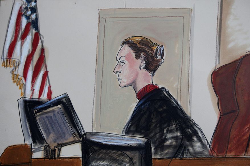 This courtroom sketch shows Judge U.S. Magistrate Judge Roanne Mann in Brooklyn Federal Court in New York on Wednesday, Oct. 17, 2012 during a hearing for Quazi Mohammad Rezwanul Ahsan Nafis. The Bangladeshi man who came to the United States to wage jihad was arrested in an elaborate FBI sting on Wednesday after attempting to blow up a fake car bomb outside the Federal Reserve building in Manhattan, authorities said. Before trying to carry out the alleged terrorism plot, Nafis went to a warehouse to help assemble a 1,000-pound bomb using inert material, according to a criminal complaint. He also asked an undercover agent to videotape him saying, "We will not stop until we attain victory or martyrdom," the complaint said. (AP Photo/Elizabeth Williams)