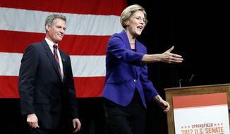 Challenger Elizabeth Warren and incumbent Sen. Scott Brown promised to donate to charity if any outside groups advertised on their behalf. Direct mail, phone banks and canvassing efforts are allowed. (Associated Press)