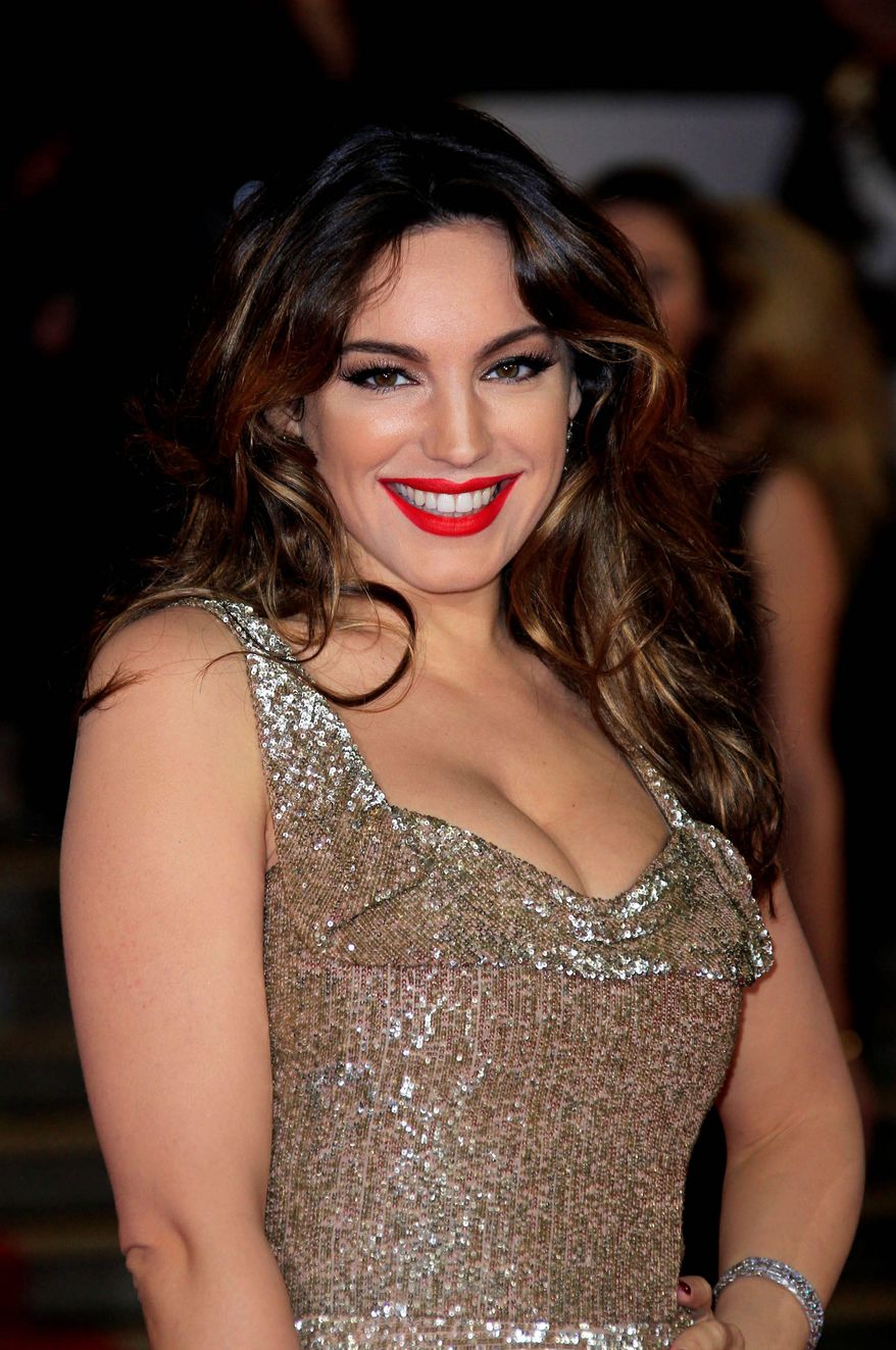 Kelly Brook arrives at the world premiere of "Skyfall" at the Royal Albert Hall on Tuesday, Oct. 23, 2012 in London. (Photo by Joel Ryan/Invision/AP)