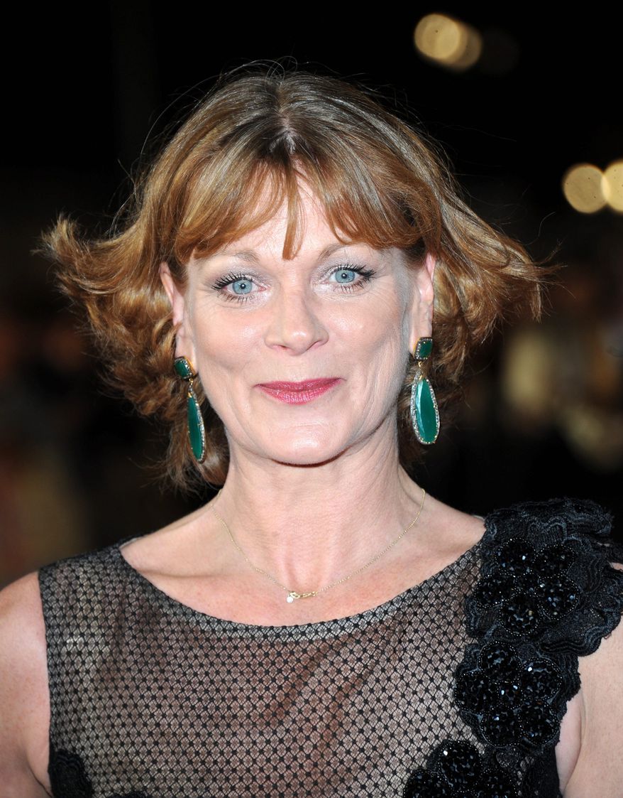 Samantha Bond arrives at the world premiere of "Skyfall" on Tuesday, Oct. 23, 2012 in London. (Photo by Stewart Wilson/Invision/AP)
