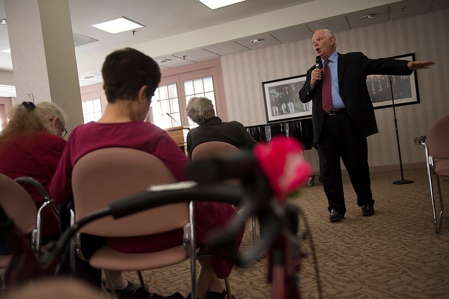 In the weeks leading up to Election Day, Sen. Benjamin L. Cardin, Maryland Democrat, offers remarks and fields questions from senior citizens at Ring House in Rockville, Md., on Monday, Oct. 22, 2012. (Rod Lamkey Jr./The Washington Times)