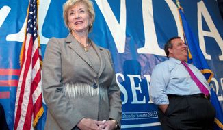 Republican Linda McMahon is joined by New Jersey Gov. Chris Christie as she campaigns in Waterbury, Conn., for the U.S. Senate seat being vacated by independent Joe Lieberman. She had a slight lead over Rep. Christopher S. Murphy last month but now is trailing him by 6 points. (Associated Press)