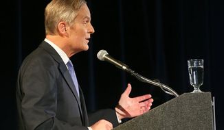 ** FILE ** Republican Rep. Todd Akin speaks as he takes on Democratic Sen. Claire McCaskill during the second debate in the Missouri Senate race Thursday, Oct. 18, 2012, in Clayton, Mo. (AP Photo/Emily Rasinski)