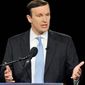 Democratic candidate, U.S. Rep. Christopher S. Murphy, Connecticut Democrat, makes his case during a debate against Republican candidate for U.S. Senate Linda McMahon in Hartford. The two are vying for the seat of retiring Joe Lieberman. (Associated Press)