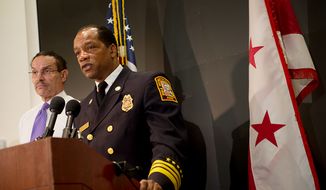 Fire Chief Kenneth Ellerbe said that if winds are 40 mph, first-responder vehicles, particularly ambulances, will not be able to safely travel on the roads. Currently there are hurricane-force winds, upwards of 75 mph, where the storm has hit in the Chesapeake region. (Barbara L. Salisbury/The Washington Times)