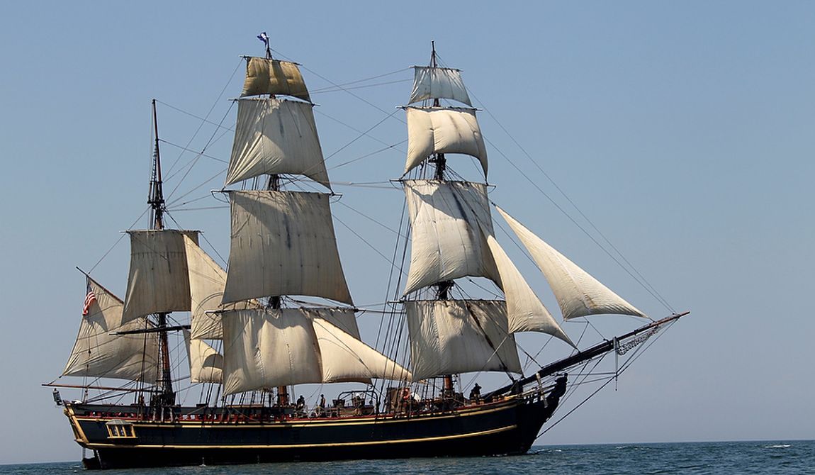 In this July 7, 2010, photo, the tall ship HMS Bounty sails on Lake Erie off Cleveland. The U.S. Coast Guard has rescued 14 members of the crew forced to abandon the ship, which was caught in Hurricane Sandy off North Carolina. The Coast Guard is searching for two other crew members. (AP Photo/Mark Duncan, File)