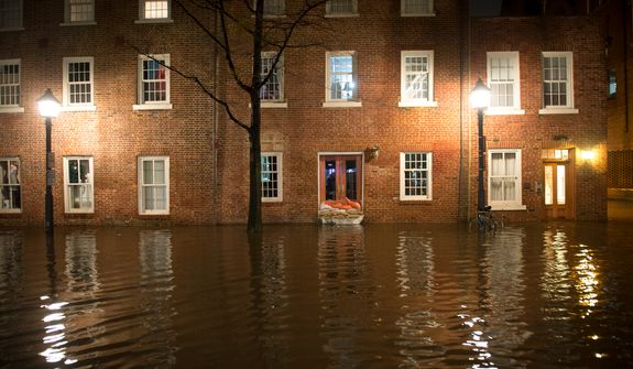 Flooding in Old Town Alexandria. (Rod Lamkey Jr./The Washington Times)