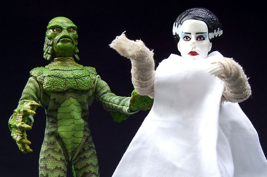 Diamond Select Toys' Retro Cloth figures includes The Creature from the Black Lagoon and The Bride of Frankenstein. (Photograph by Joseph Szadkowski / The Washington Times)