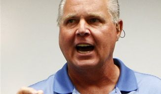 Conservative talk show host Rush Limbaugh speaks Jan. 1, 2010, during a news conference in Honolulu. (Associated Press) **FILE** 