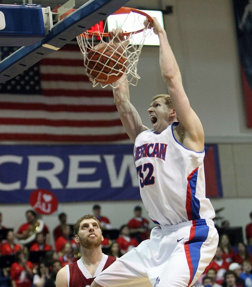 Stephen Lumpkins averaged 13.5 points and 8.2 rebounds for American in 2010-11. He was second team All-Patriot League. (American University Athletics)