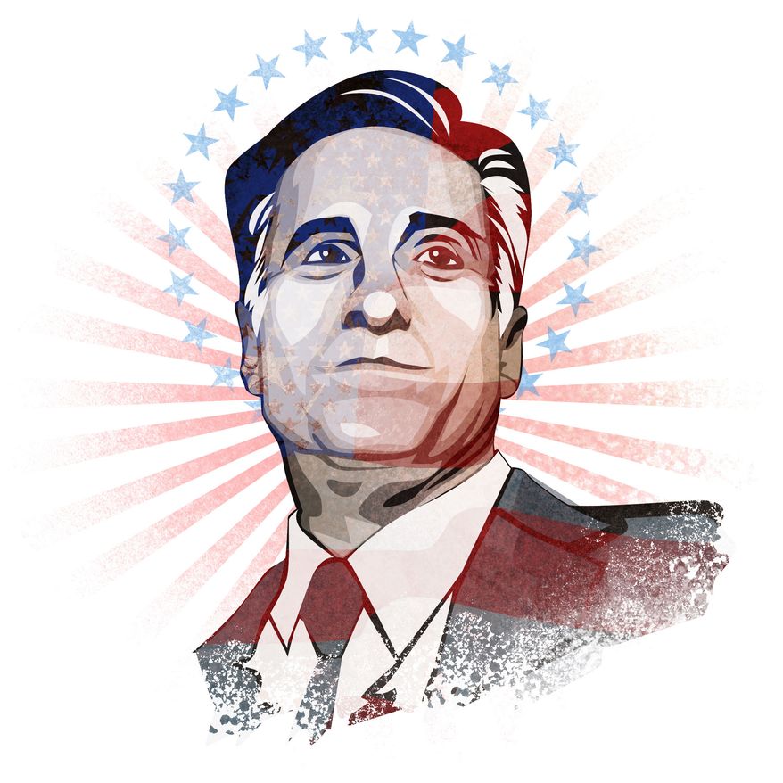 Illustration Mitt Romney by Linas Garsys for The Washington Times