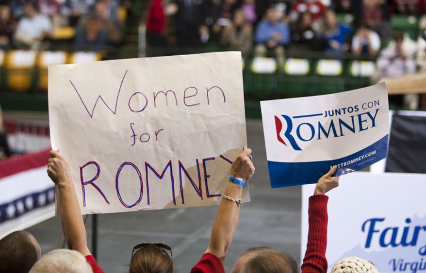 Supporters attend republican presidential candidate, former Massachusetts Gov. Mitt Romney campaign rally at The Patriot Center, George Mason University in Fairfax, Va., Monday, Nov. 5, 2012. (Craig Bisacre/The Washington Times)