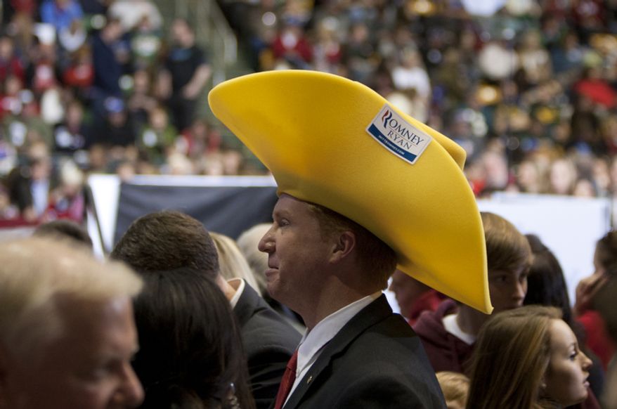 Supporters attend republican presidential candidate, former Massachusetts Gov. Mitt Romney campaign rally at The Patriot Center, George Mason University in Fairfax, Va., Monday, Nov. 5, 2012. (Craig Bisacre/The Washington Times)