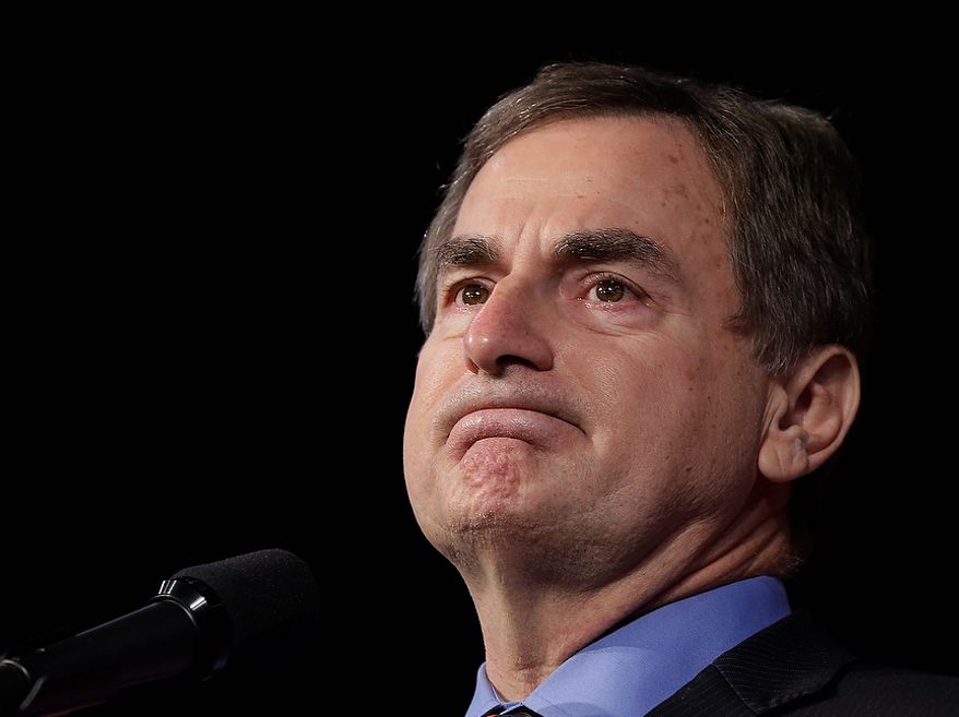 Republican Richard Mourdock, a candidate for Indiana's U.S. Senate, pauses as he speaks to supporters at an Indiana Republican Party Tuesday, Nov. 6, 2012, in Indianapolis. Mourdock was defeated by Democrat Joe Donnelly. (AP Photo/Darron Cummings)