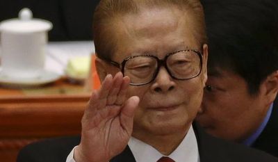 Former Chinese President Jiang Zemin attends the opening session of the 18th Communist Party Congress on Nov. 8, 2012, at the Great Hall of the People in Beijing. (Associated Press)