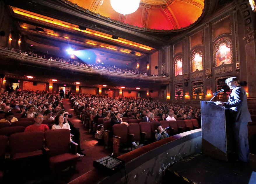 Virginia Gov. Bob McDonnell addresses the invitation-only crowd in the 83-year-old Byrd Theater in Richmond before Thursday’s state premiere of Steven Spielberg’s “Lincoln,” which was filmed entirely in Virginia. The state is wooing filmmakers. (Associated Press)