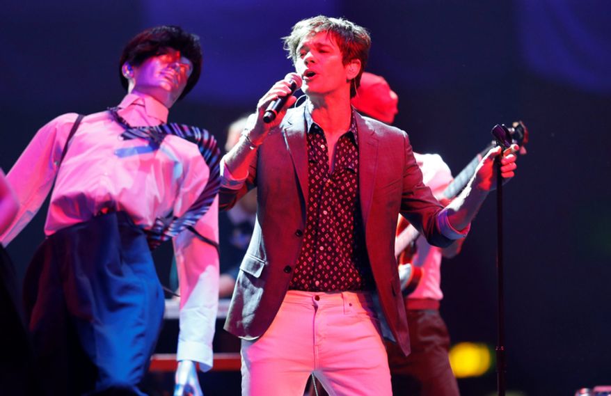 US band 'fun.' perform during the 2012 MTV European Music Awards show at the Festhalle in Frankfurt, central Germany, Sunday, Nov. 11, 2012. (AP Photo/Michael Probst)