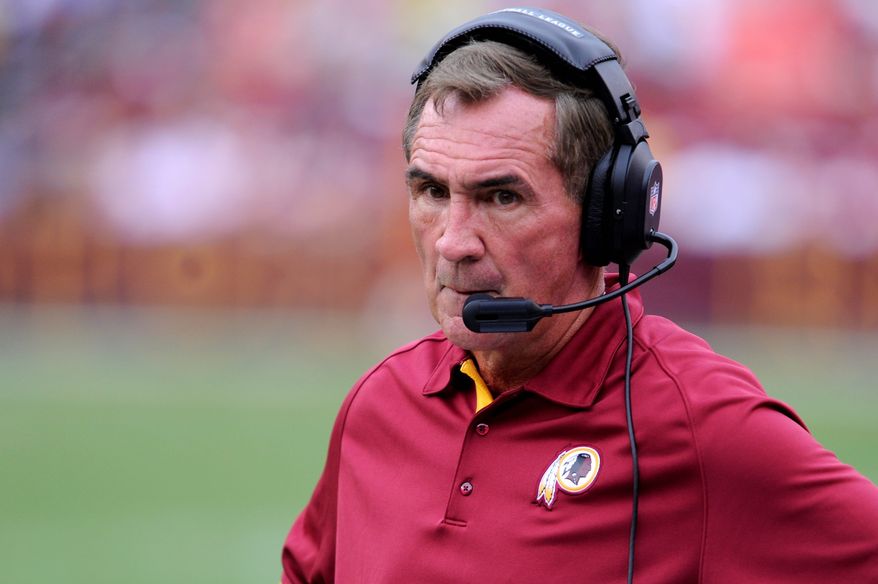 Washington Redskins head coach Mike Shanahan on the sidelines at FedEx Field, Landover, Md. Aug. 25, 2012. (Preston Keres/Special to The Washington Times)