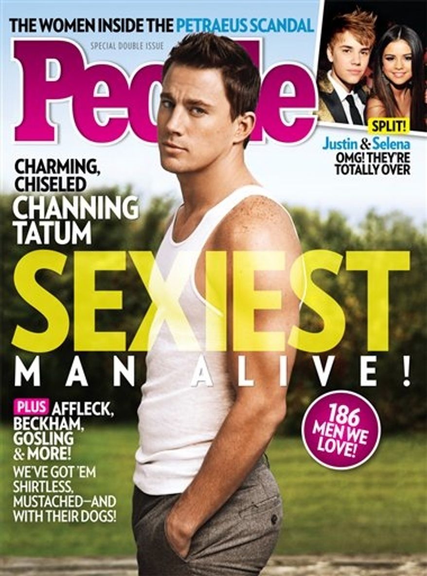 This magazine cover image released Wednesday, Nov. 14, 2012, by People shows actor Channing Tatum on the cover of People's Sexiest Man Alive special double issue. (AP Photo/People)