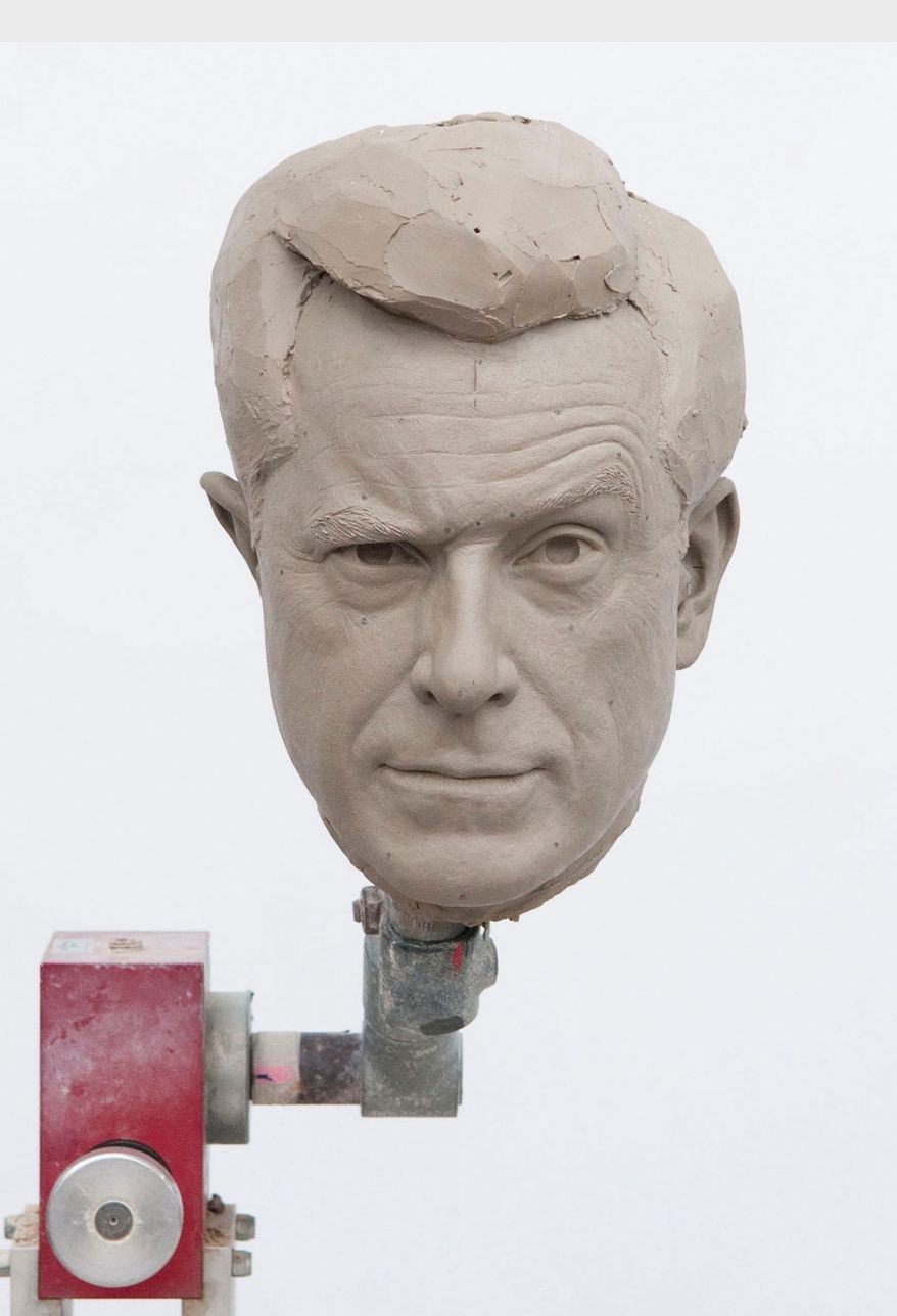 Sculpted clay-head mold of Comedy Central host, Stephen Colbert, in photo unveiled by Madame Tussauds Washington, D.C. on Nov. 12, 2012, to announce the creation of his wax figure. Colbert will visit the attraction on Friday, Nov. 16, 2012, to help unveil his incredibly lifelike wax figure. (PRNewsFoto/Madame Tussauds Washington D.C.)