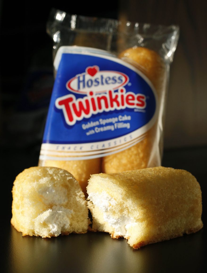 ** FILE ** This Tuesday, Jan. 10, 2012, file photo, shows Hostess Twinkies in a studio in New York. Hostess Brands Inc. announced Thursday, Nov. 15, 2012, that it is warning striking employees that it will move to liquidate the company if plant operations don't return to normal levels by Thursday evening. (AP Photo/Mark Lennihan)