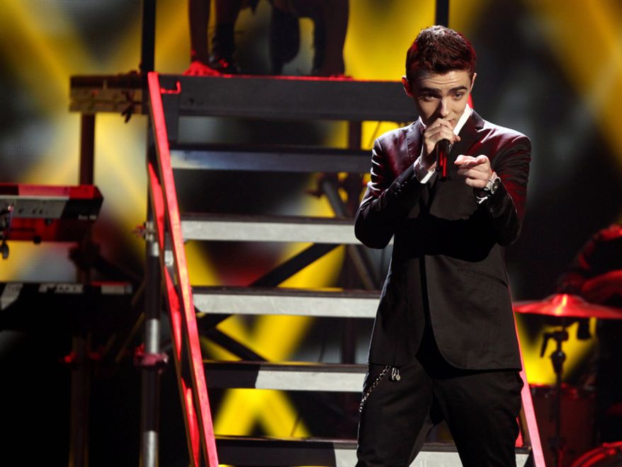 Nathan Sykes of The Wanted performs at the 40th Annual American Music Awards on Sunday, Nov. 18, 2012, in Los Angeles. (Photo by Matt Sayles/Invision/AP)