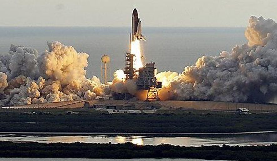 Space shuttle Endeavour clears the launch pad at Cape Canaveral, Fla., on Monday, May 16, 2011.  (AP Photo/Chris O&#39;Meara)