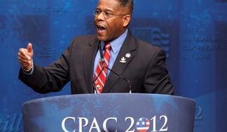 ** FILE ** Then-Rep. Allen B. West, Florida Republican, speaks on Feb. 10, 2012, at the Conservative Political Action Conference in Washington. (Associated Press)